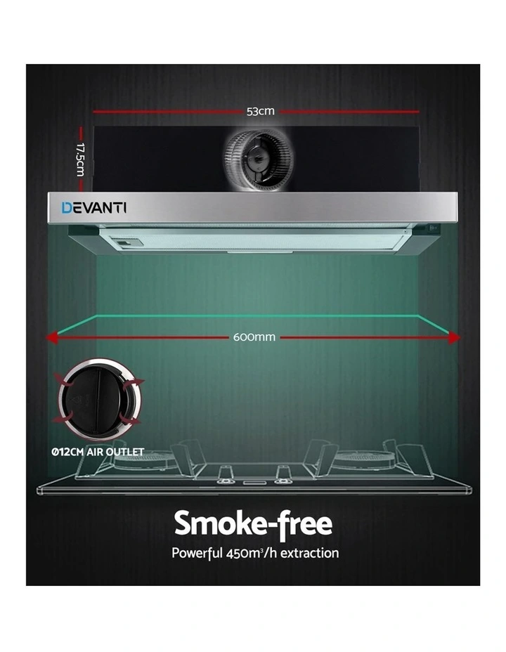 Best deal π― Devanti Rangehood Range Hood Stainless Steel Slide Out Kitchen Canopy 60cm 600mm Black π 5 Best deal π― Devanti Rangehood Range Hood Stainless Steel Slide Out Kitchen Canopy 60cm 600mm Black π - Image 3
